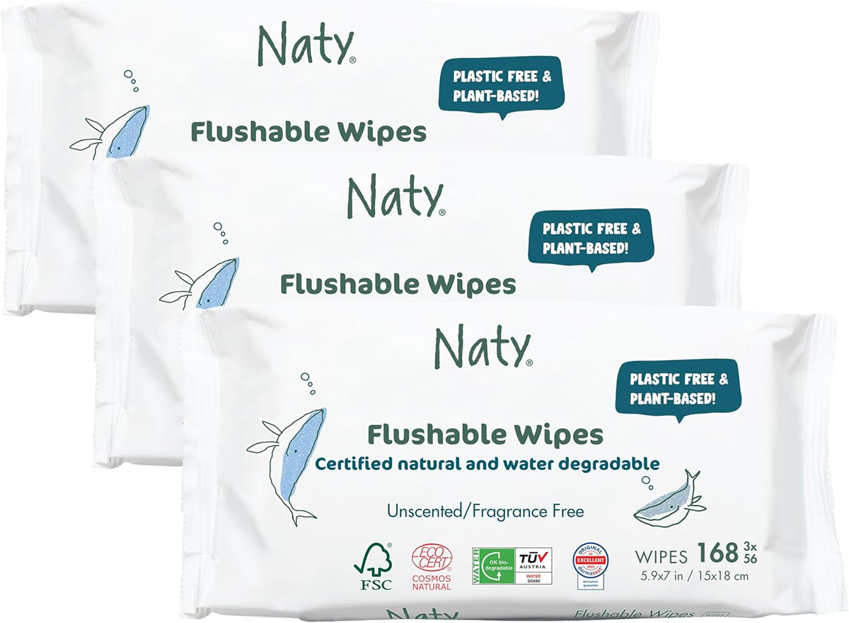 ECO BY NATY vochtige doekjes 3 x 56 spoelbaar composteerbaar