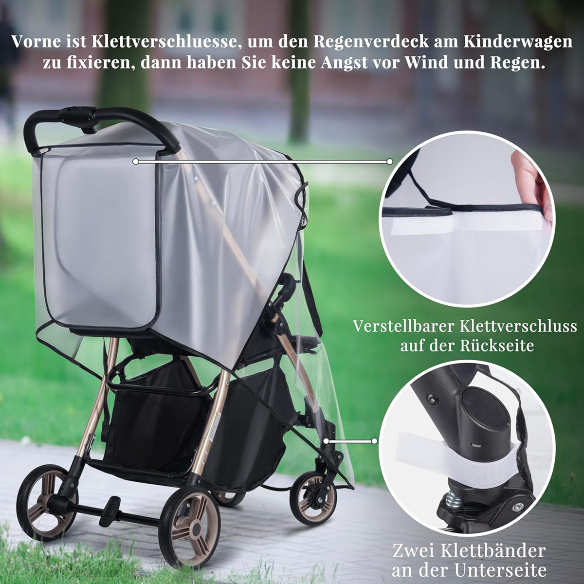BEMECE universele regenhoes voor kinderwagens met raam