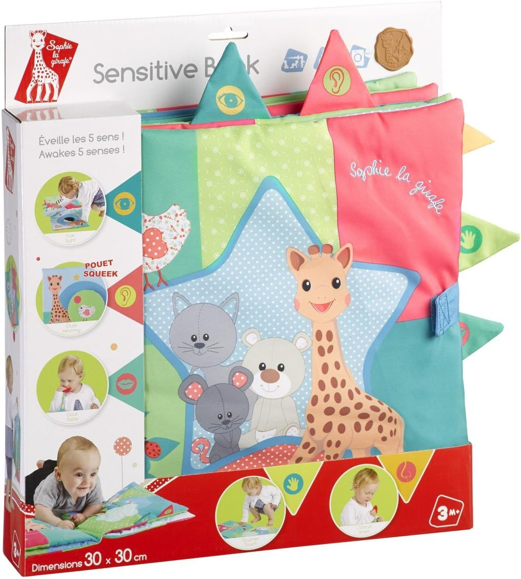 ŻYRAFA SOPHIE książeczka sensoryczna duża 30 x 30, interaktywna książeczka 5 zmysłów dla niemowląt 3m+