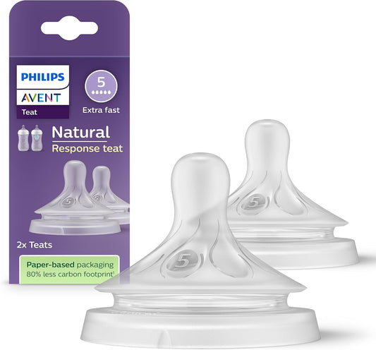 PHILIPS AVENT Natural Response smoczki przepływ 5 extra fast x2, 2 smoczki do butelki od 3 mies.