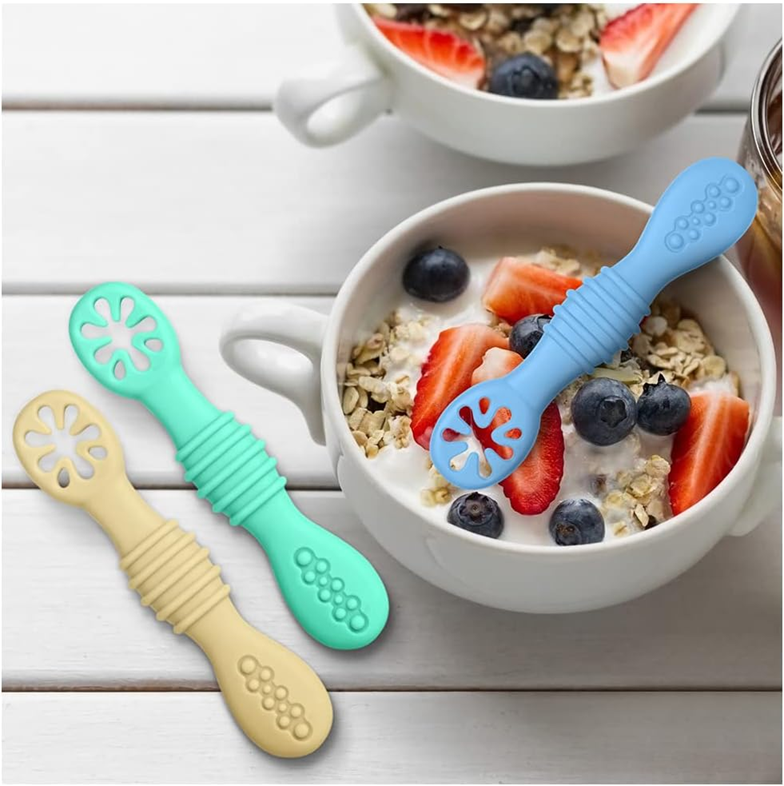 VICLOON set van 4 siliconen lepels voor vaste voeding 11 cm