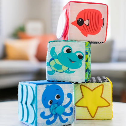 BABY EINSTEIN Explore & Discover Blocks mäkké vzdelávacie kocky 4 kusy