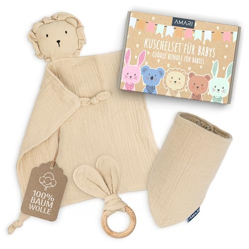 Amari Lion set: comforter, teether, and bib