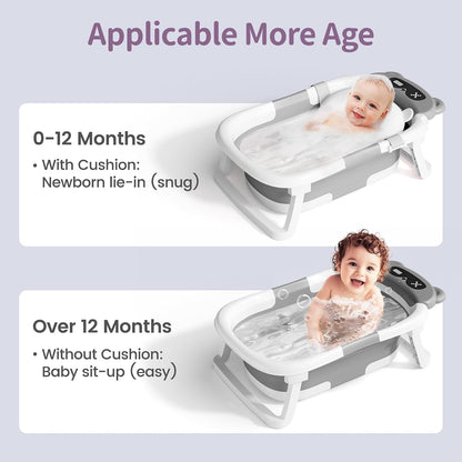 GLENMORE folding bathtub with drain and thermometer