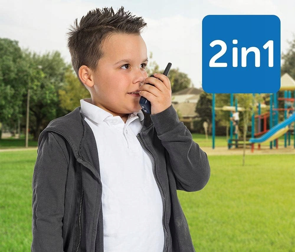 REER Care&Talk 2w1 niania elektroniczna i walkie-talkie 5 km, granatowa, dziecko z radiem w parku