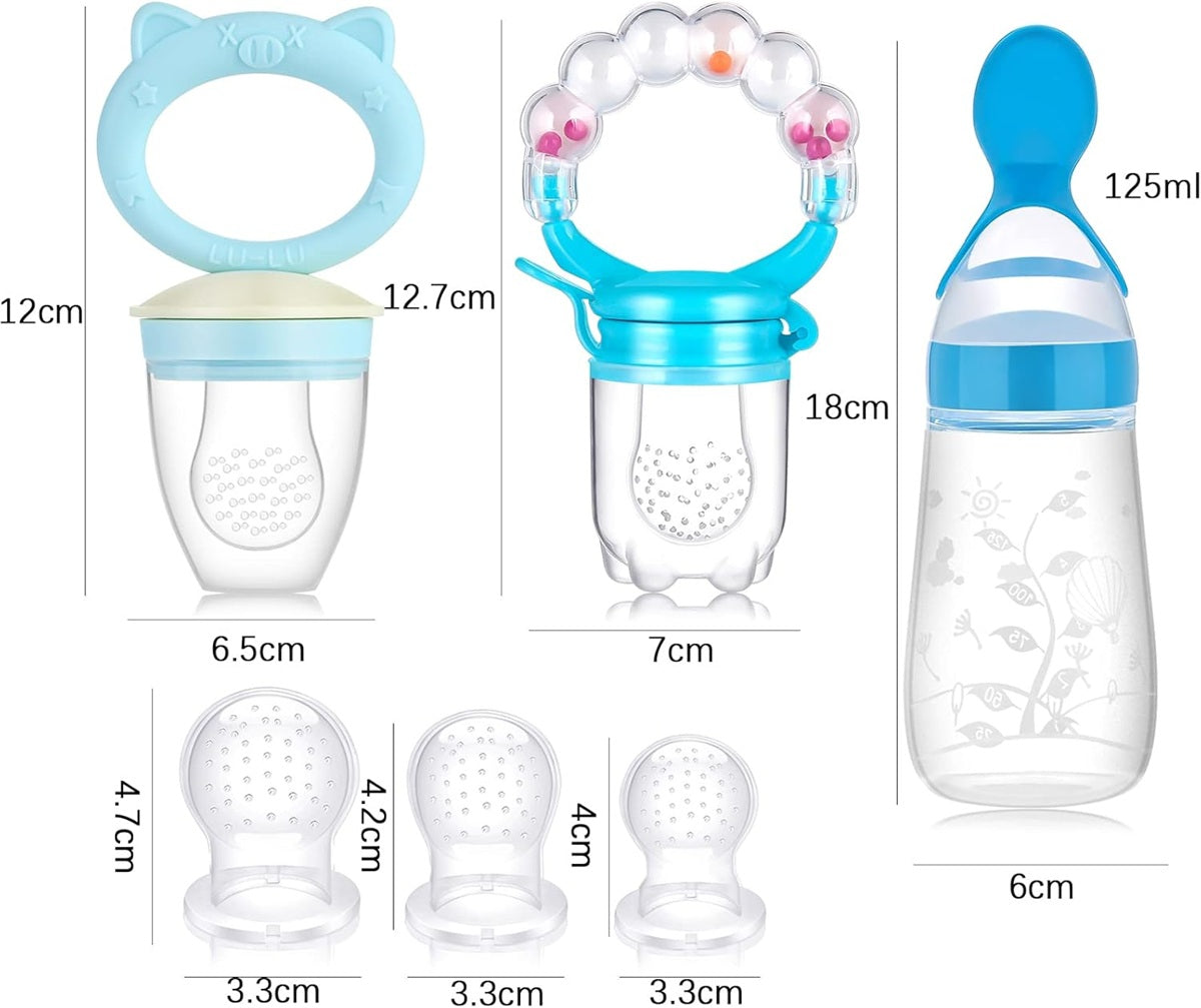 KOSHINE fruitenspen 2 stuks 5 spenen + lepel 125 ml en ketting