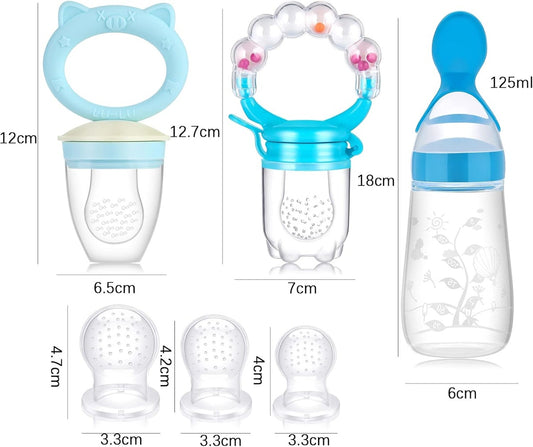 KOSHINE fruitenspen 2 stuks 5 spenen + lepel 125 ml en ketting