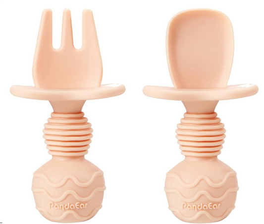 PANDAEAR ensemble en silicone : 2 assiettes compartimentées, 2 cuillères, 2 fourchettes