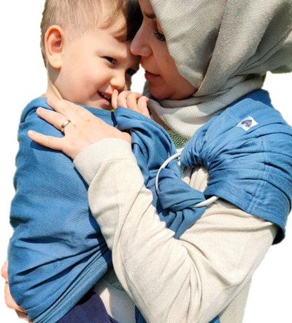 SHABANY chusta kółkowa do noszenia dziecka BAWEŁNA ORGANICZNA, niebieska, 3-15 kg, 100% bawełna organiczna