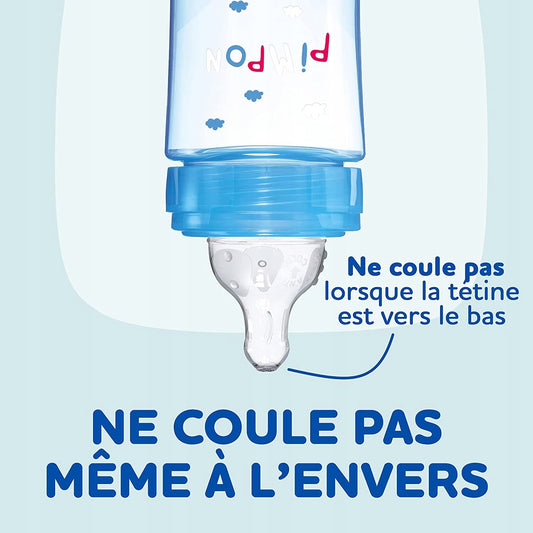 DODIE butelka antykolkowa 330 ml 6m+ niebieska, butelka antykolkowa z podwójnym zaworem BPA free