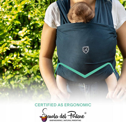 KOALA BABYCARE chusta elastyczna do noszenia max 15kg, granatowa, ergonomiczne noszenie dziecka