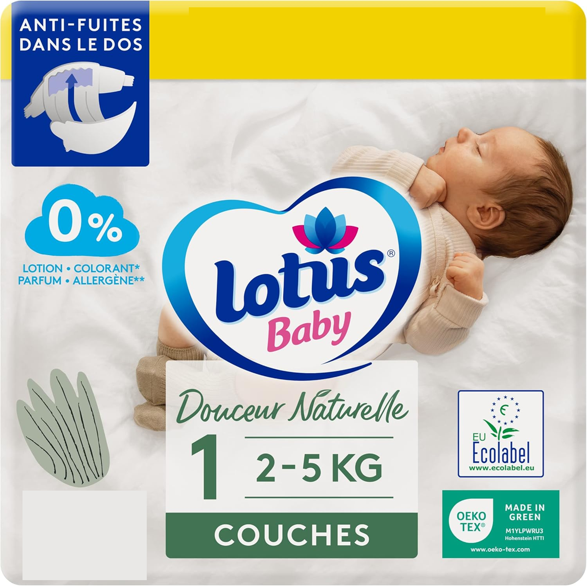 LOTUS BABY wegwerpluiers ecologisch maat 1 (2-5kg) x20