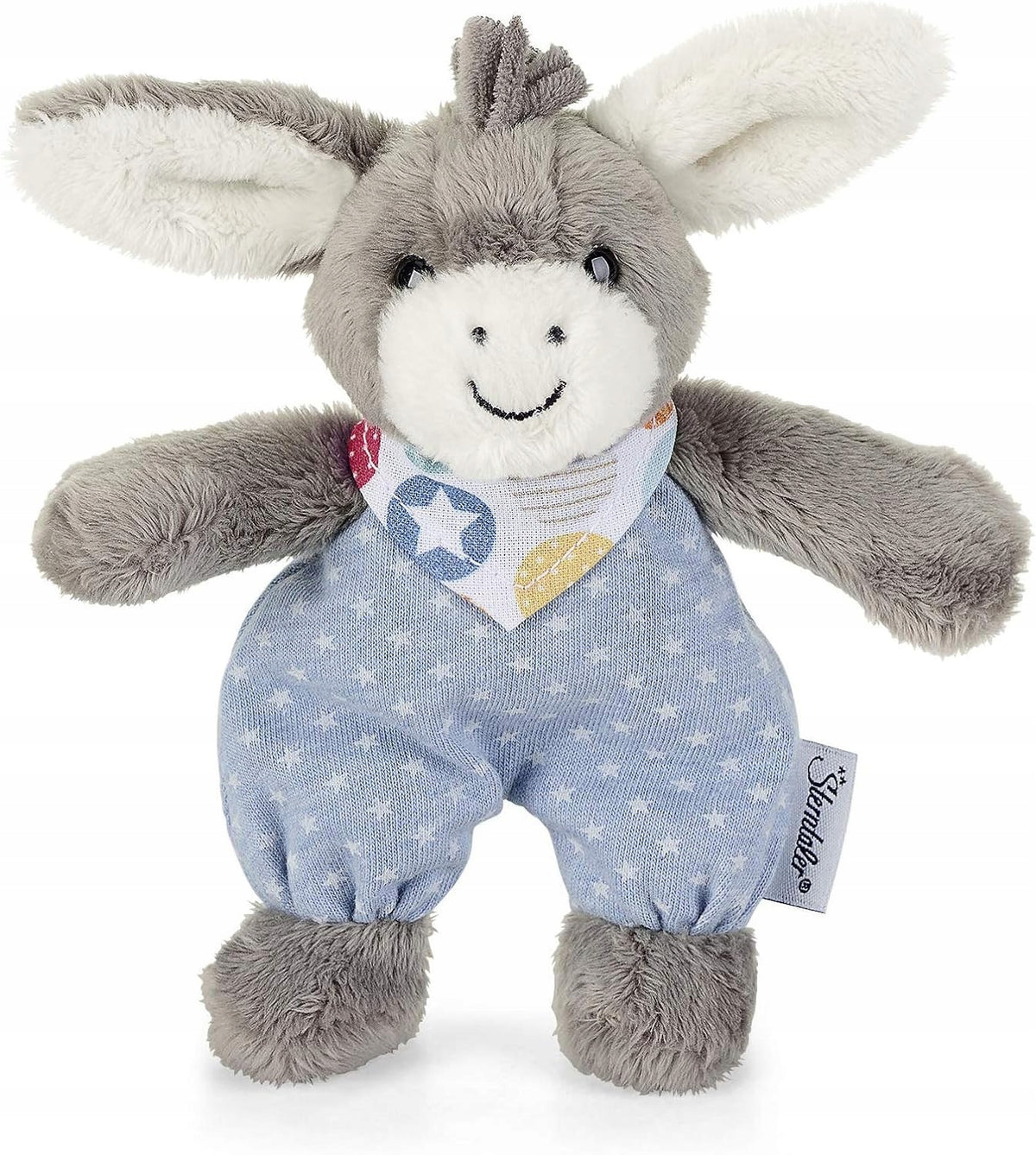 STERNTALER Osiołek Emmi przytulanka z grzechotką 17 cm "N, szaro-niebieska maskotka dla niemowląt