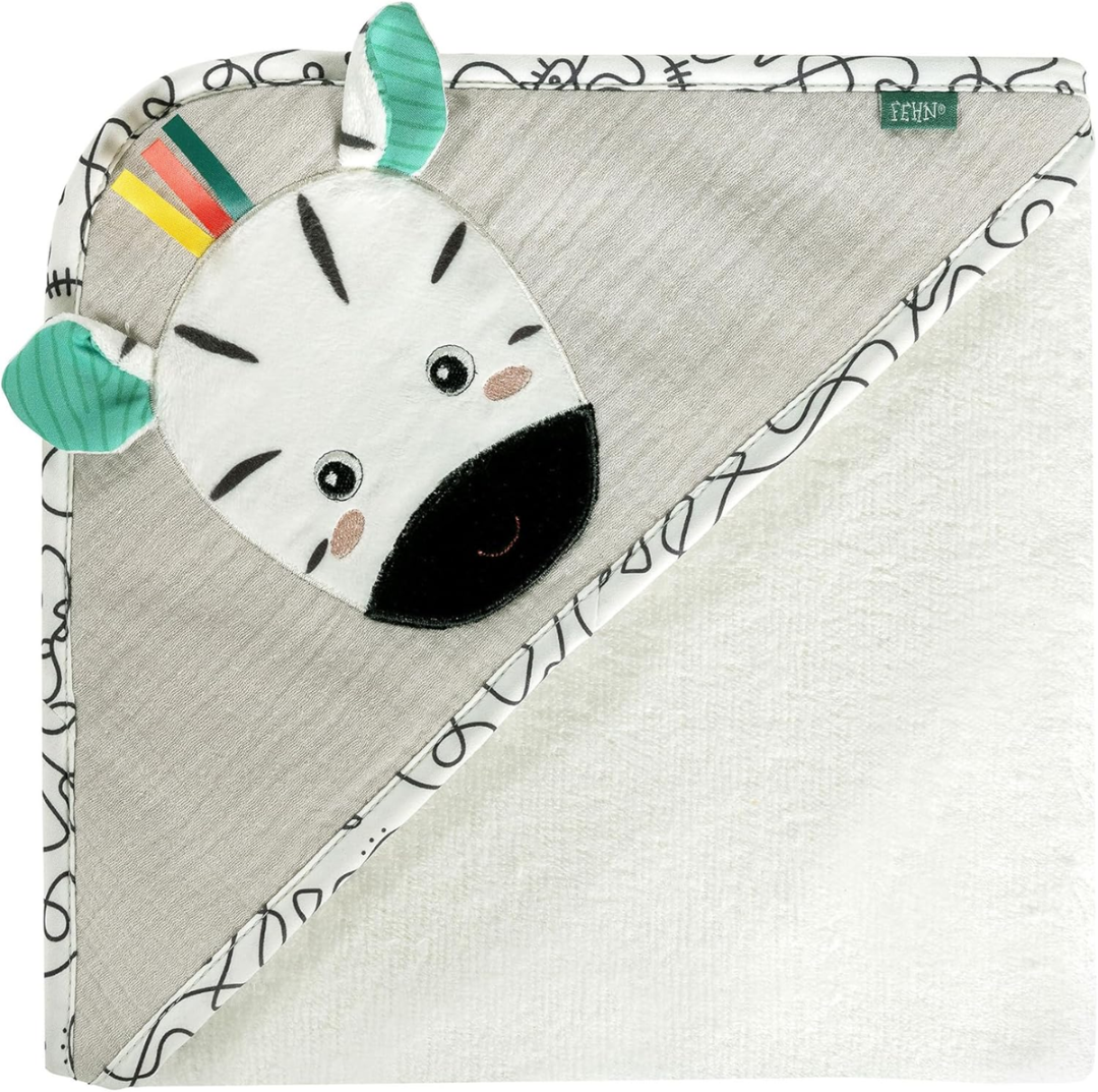 FEHN zebra handdoek met capuchon 80x80 cm