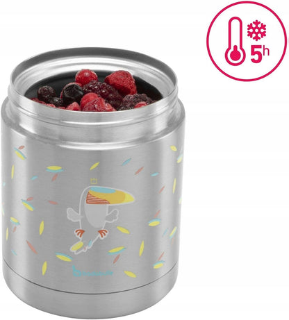 BADABULLE termos ze stali 350 ml, termos dla dzieci 6m+, utrzymuje zimno 5h, pojemnik termiczny BPA free