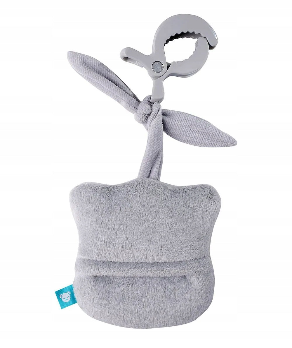 MyHummy SZUMIŚ zawieszka do wózka, łóżeczka Mini Miś 25 cm, szary pluszak z klipsem