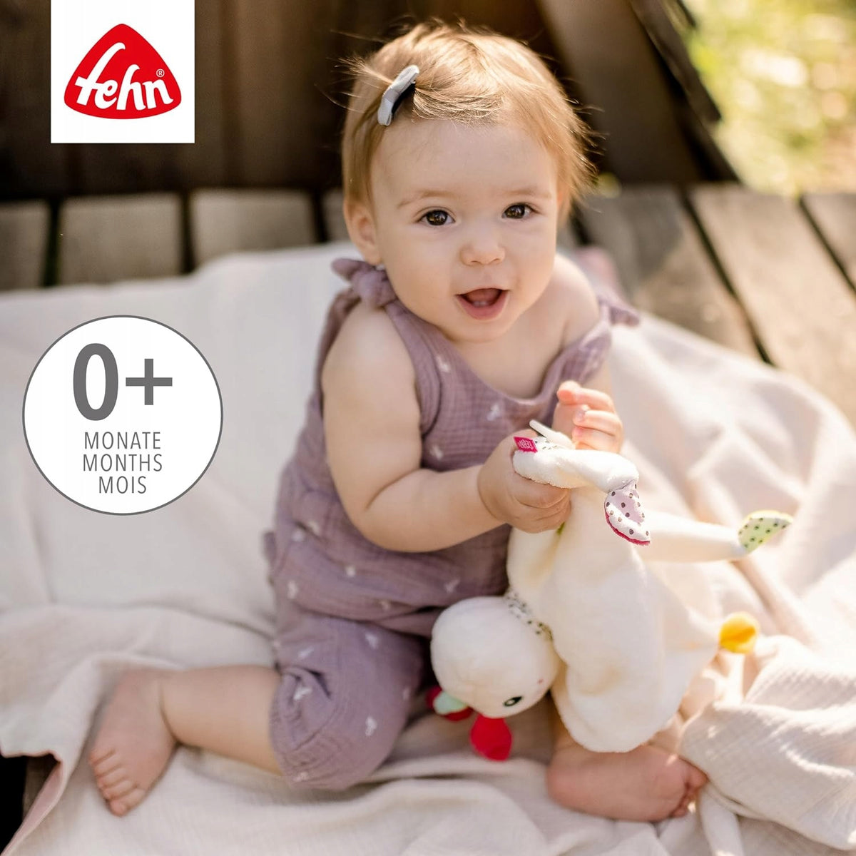 FEHN komforter przytulanka AIKO&YUKI 30 cm dla niemowląt 0+, miękka chusteczka do przytulania jednorożec