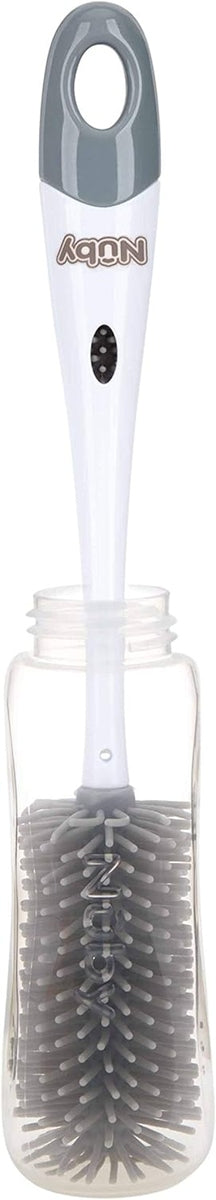 NUBY 2-in-1 borstel voor het reinigen van spenen en flessen 30 cm + houder