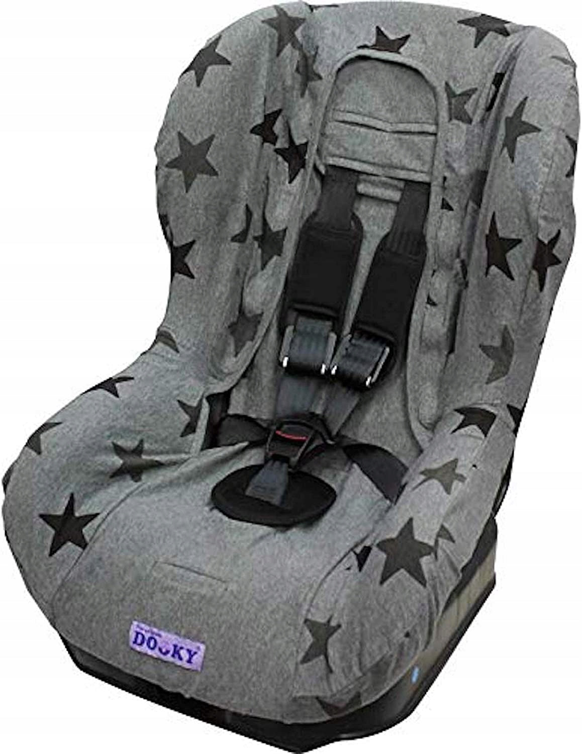 DOOKY SEAT COVER 1 pokrowiec na fotelik UNIWERSALN, szary pokrowiec w gwiazdki do fotelika samochodowego grupy 1