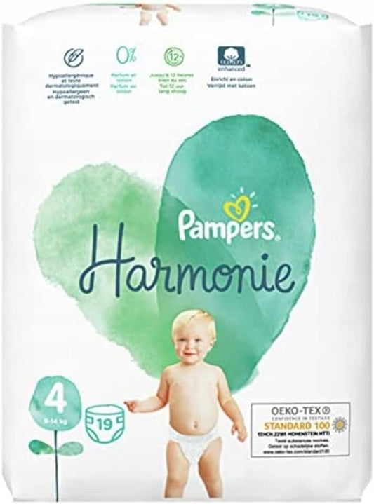 PAMPERS Harmonie wegwerpluiers maat 4 9-14kg x19 stuks