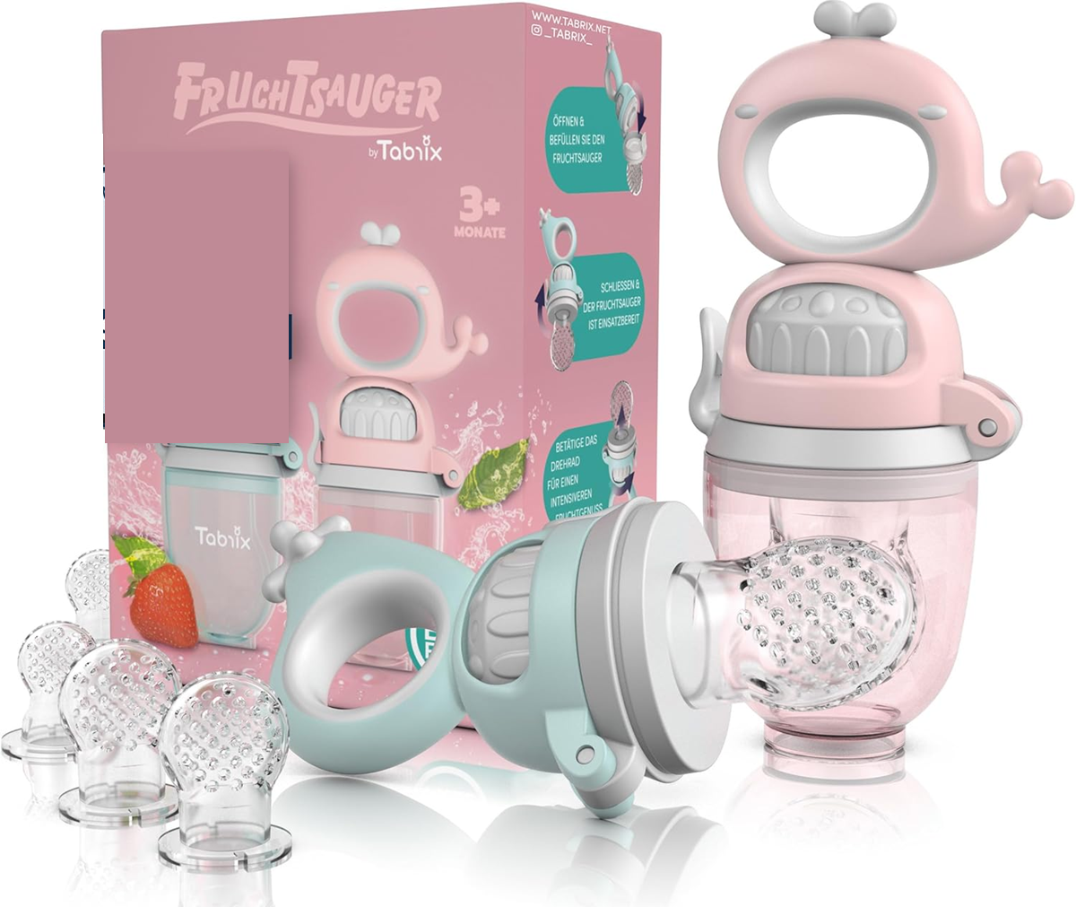 TABRIX massaggiagengive dosatore di frutta per bambini 3 mesi+ 2 pezzi 6 beccucci