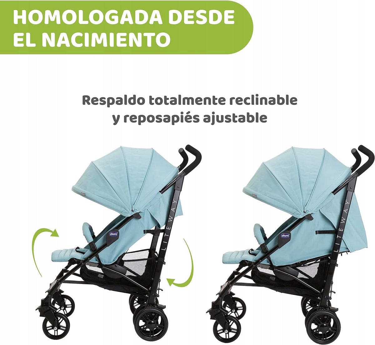 CHICCO LITEWAY wózek spacerowy do 22kg z regulowanym oparciem i podnóżkiem, lekki i kompaktowy