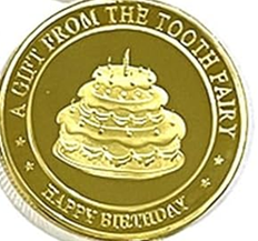 BRADOC Gouden metalen tandenfee munt voor onder het kussen 4 cm TORT