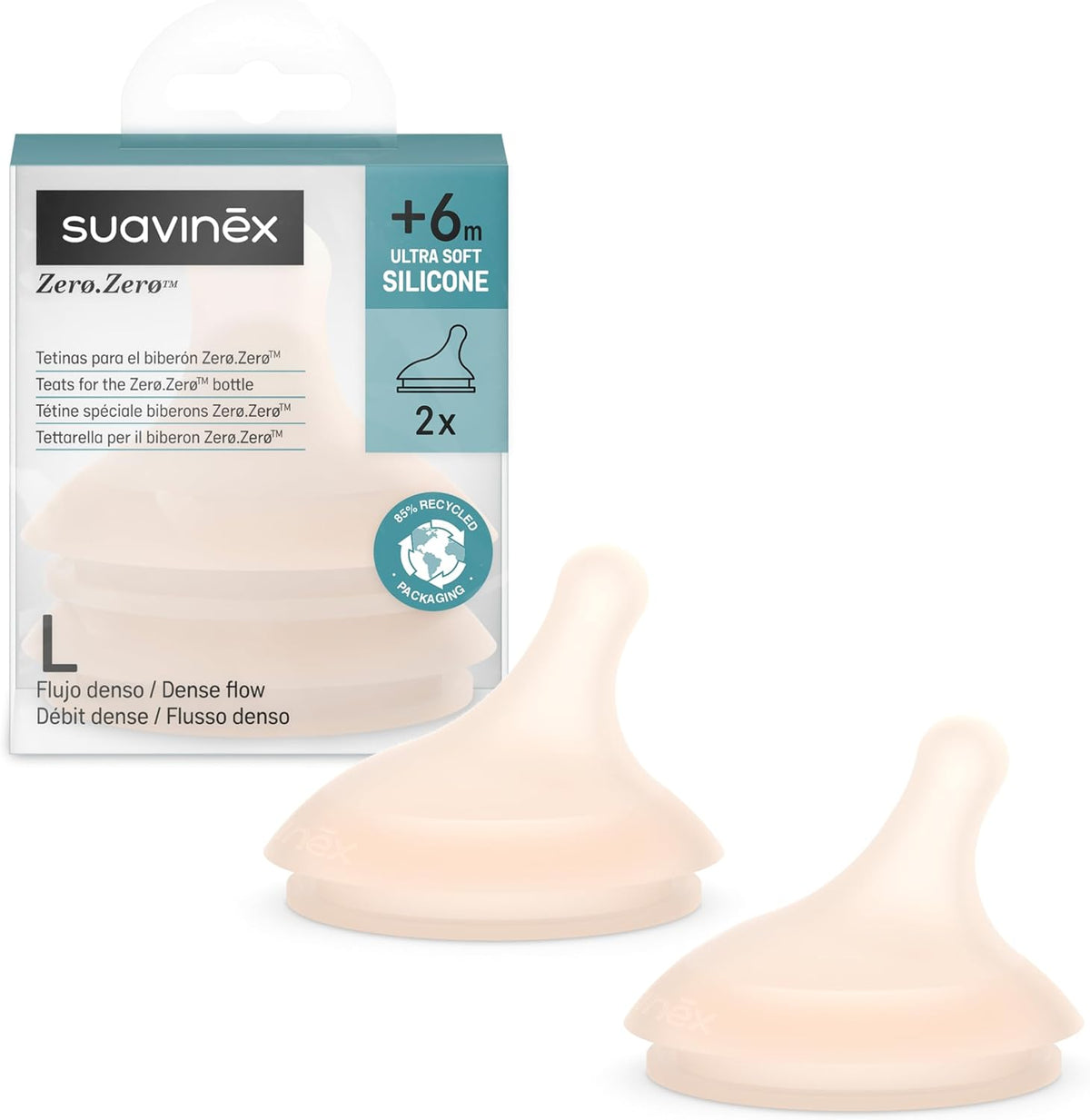 SUAVINEX Zero Zero tétine pour bouteille (L) liquides épais 6m+ x2 O