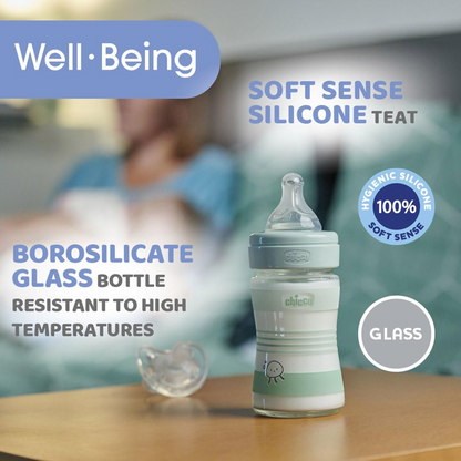 CHICCO láhev Well Being 0m+ 150ml SKLO