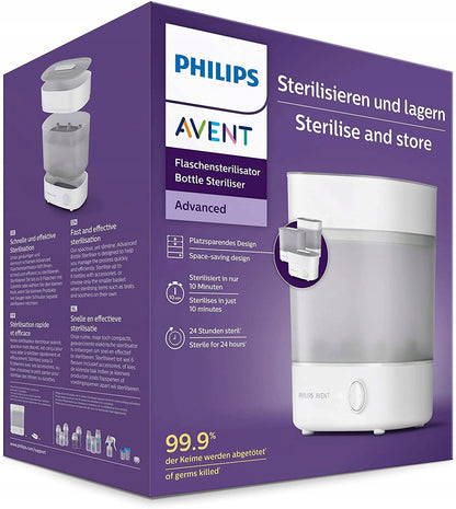 PHILIPS AVENT elektryczny sterylizator parowy biało-szary, 3-częściowy, do butelek i akcesoriów