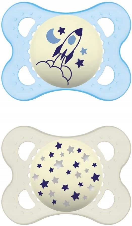 MAM ORIGINAL NIGHT smoczek uspokajający x2 2-6m SILIKON świecący w ciemności, ortodontyczny, BPA free