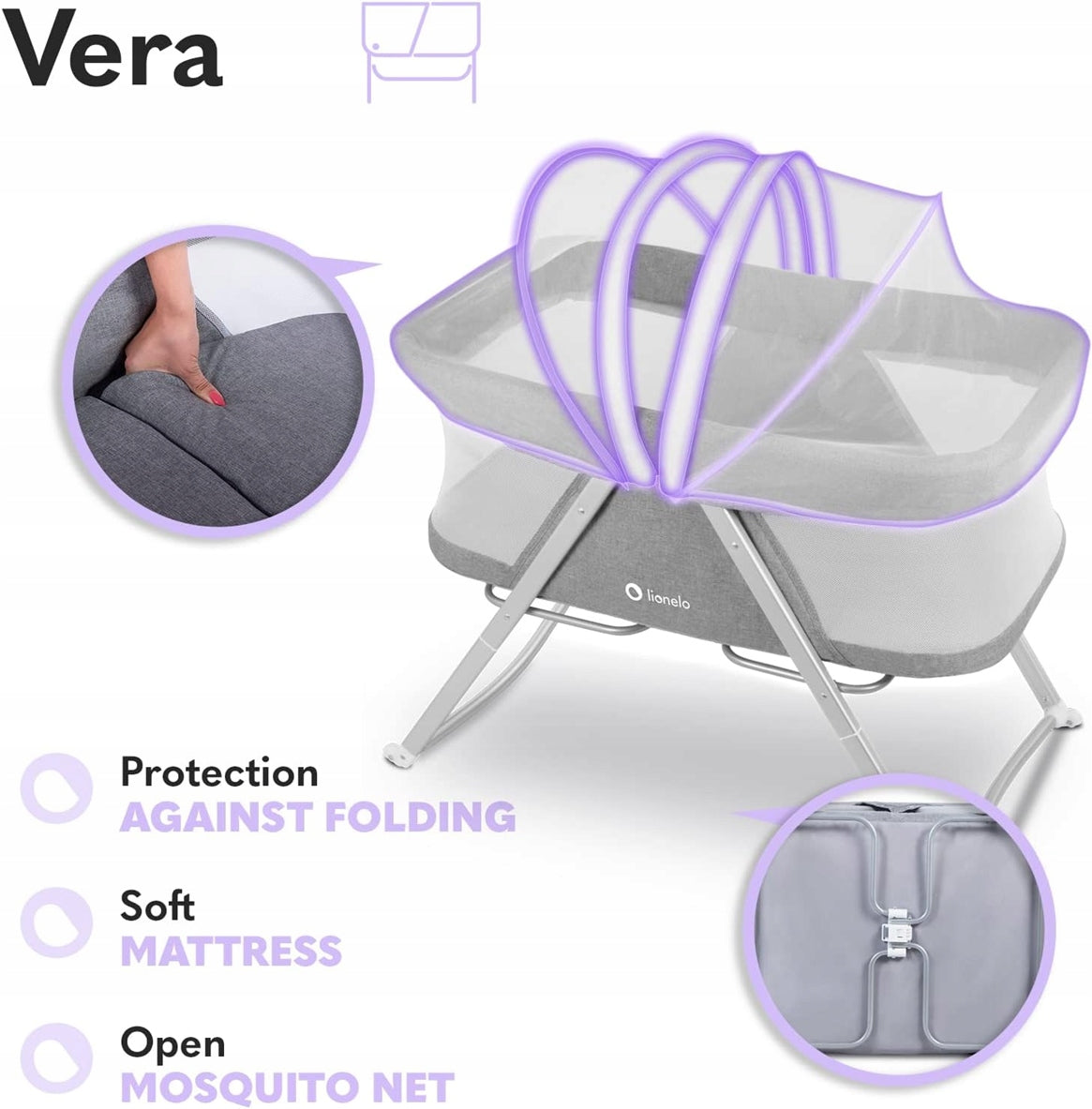 LIONELO VERA 3en1 cuna de viaje plegable hasta 9 kg para bebés