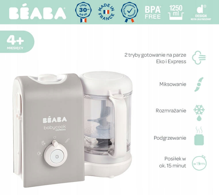 BEABA Babycook Express 4-in-1 stomer, mixer, ontdooier, opwarmer
