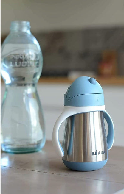 BEABA vaso antiderrame con pajita acero inoxidable 250 ml