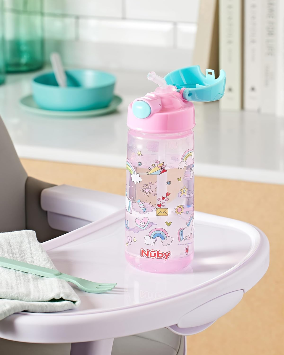 NUBY Vaso de tritán con pajita 4 m+ 540 ml