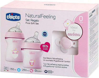 CHICCO set NaturalFeeling biberón 150 250 ml + chupete 0+