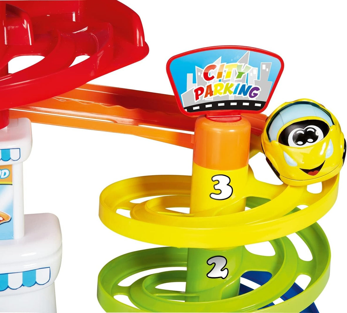 CHICCO többszintes parkoló 37 cm + Turbo Ball autó
