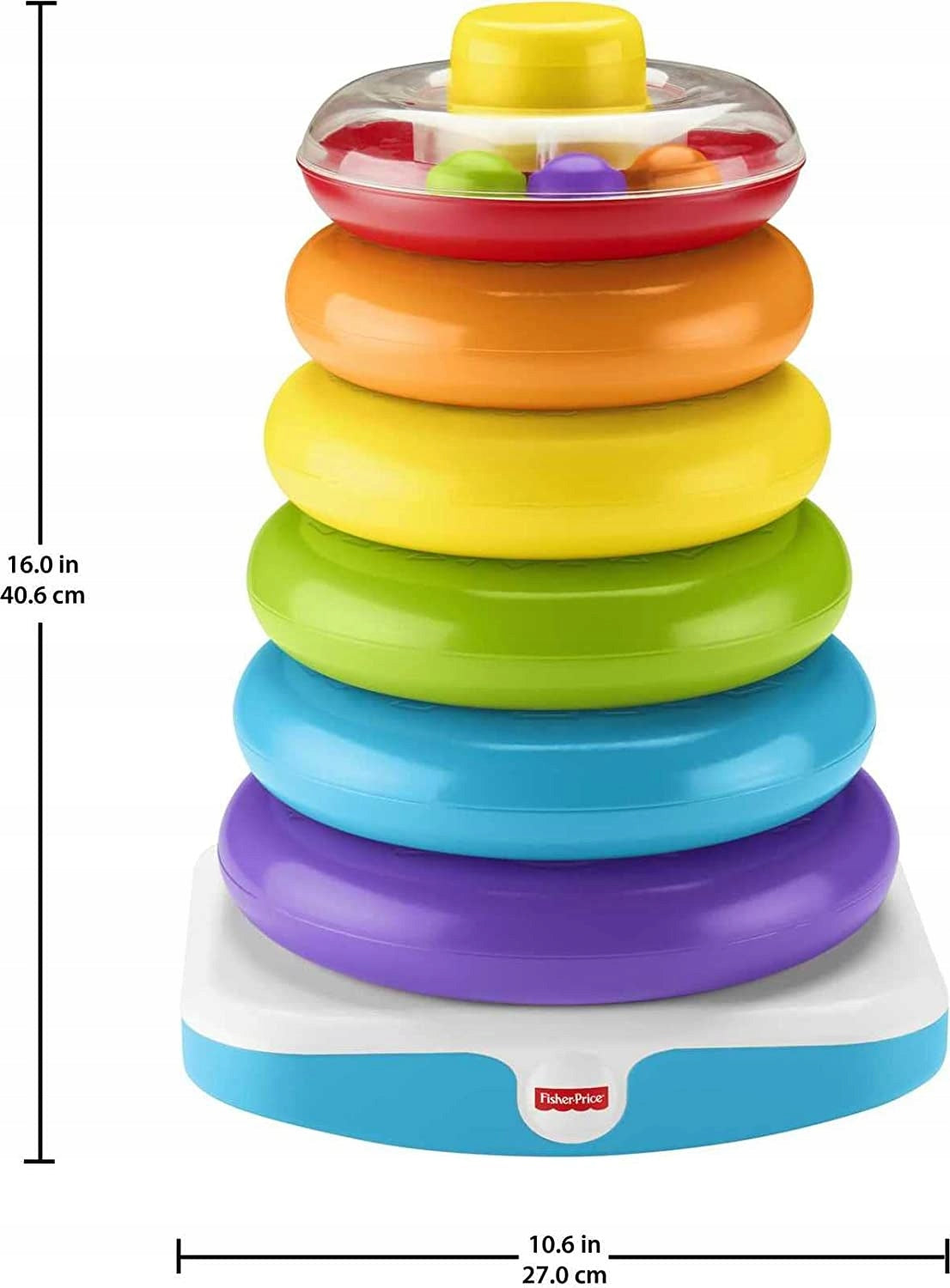 FISHER-PRICE giga piramidka z kółek, kolorowa zabawka edukacyjna 40,6 cm dla dzieci 12 m+