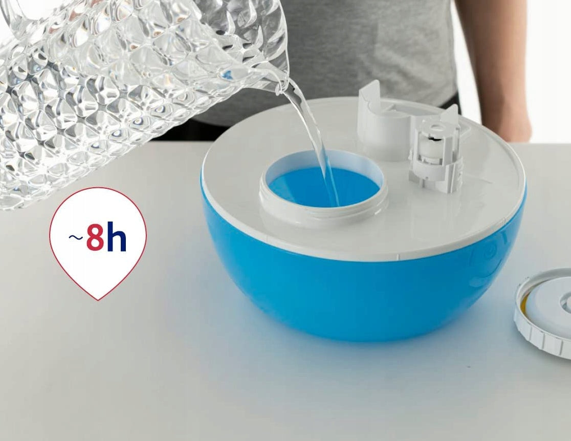 CHICCO Humi Fresh ultradźwiękowy NAWILŻACZ POWIETRZA, biało-niebieski, do 8 h pracy