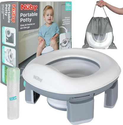 NUBY 3-in-1 Reise-Nachttopf Toilettensitzaufsatz + Beutel 18 Monate+