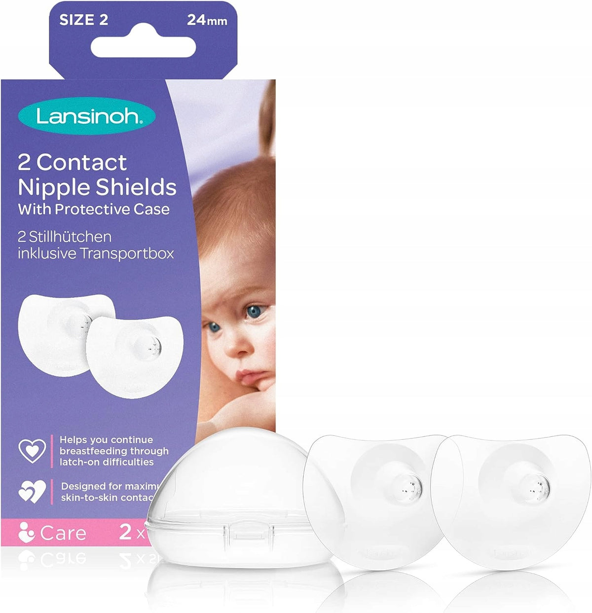 LANSINOH nipple shields, size 2, 24 mm