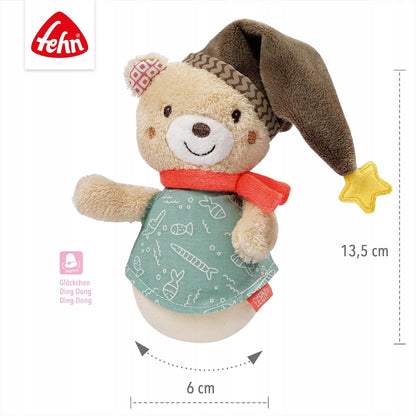 FEHN Beer Bruno tuimelfiguur 14 cm met rammelaar