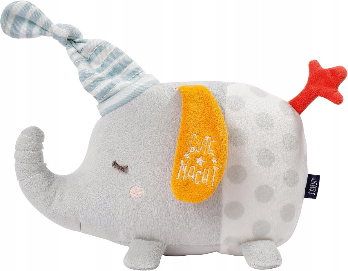 FEHN knuffel met nachtlampje 4 kleuren en oplichtend borduurwerk olifant