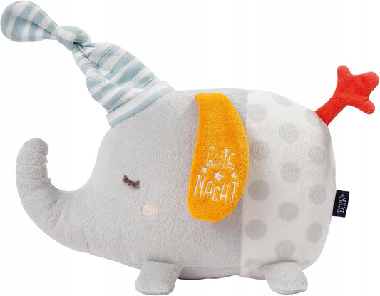 FEHN knuffel met nachtlampje 4 kleuren en oplichtend borduurwerk olifant
