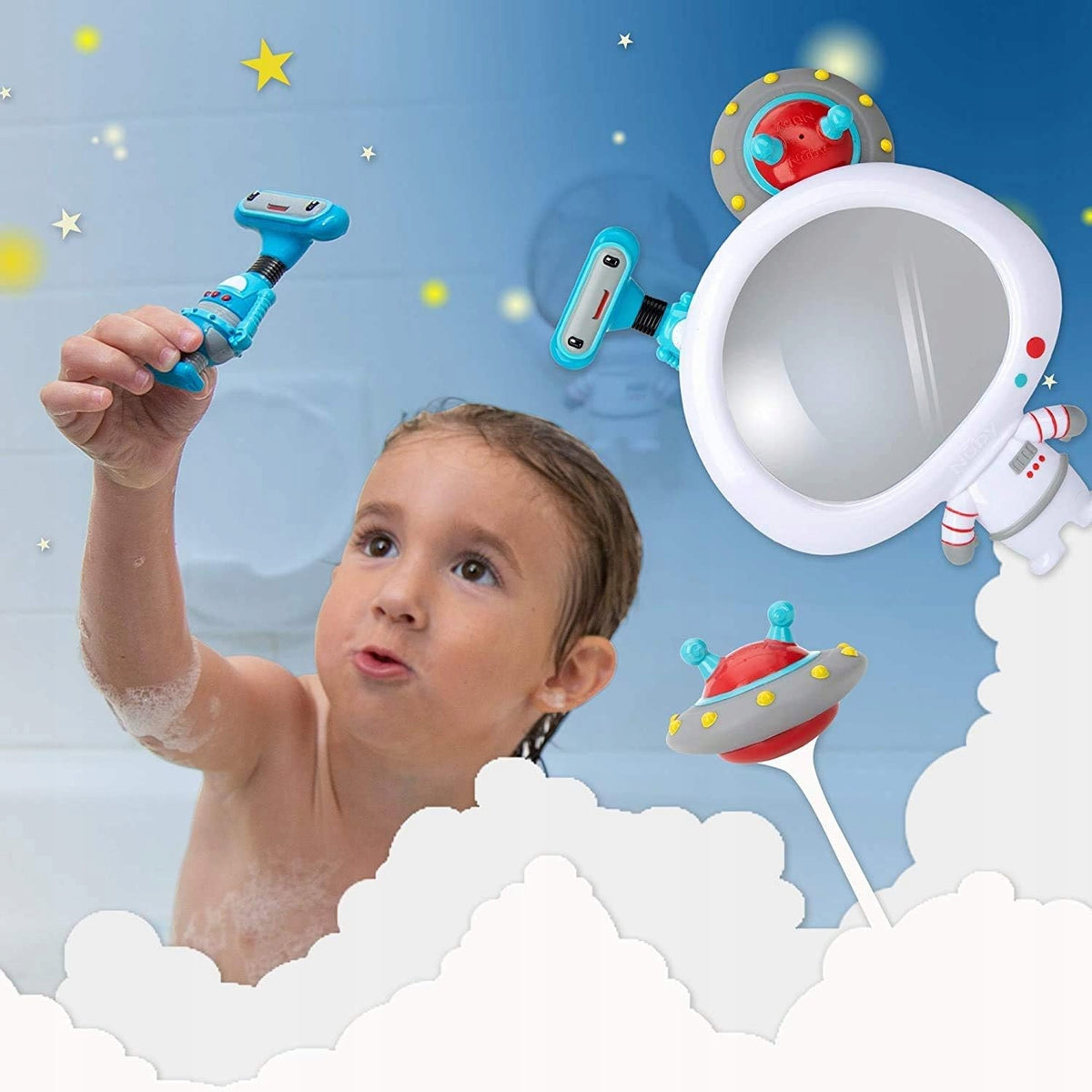 NUBY espejo con ventosa + 2 juguetes para el baño