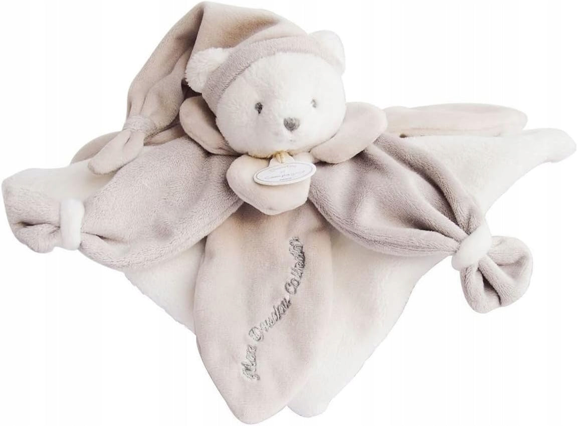 DOUDOU et COMPAGNE przytulanka komforter MIŚ dla niemowląt 0+, 100% poliester, bezpieczny i miękki