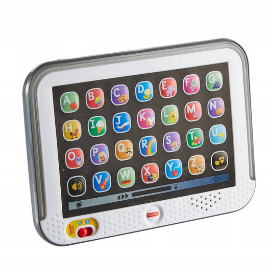 FISHER-PRICE tablet interaktywny J.NIEMIECKI z literami A-Z, muzyką i 28 przyciskami, używany