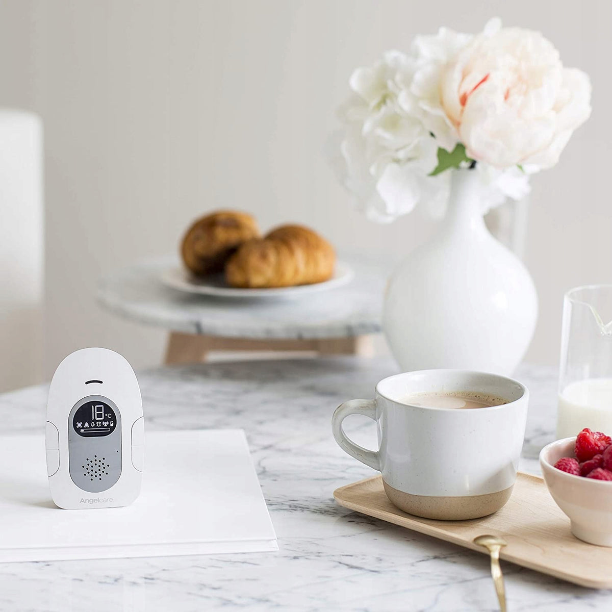 ANGELCARE SmartSensor Pro2 niania elektroniczna + 2 czujniki ruchu, biały monitor z temperaturą