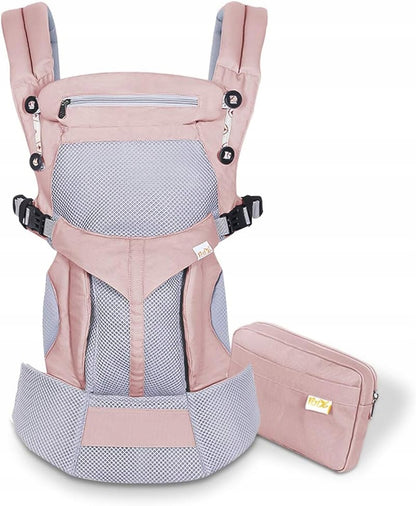 SONARIN nosidełko ergonomiczne dla niemowląt, różowe, z kieszenią i maksymalnym obciążeniem 20 kg