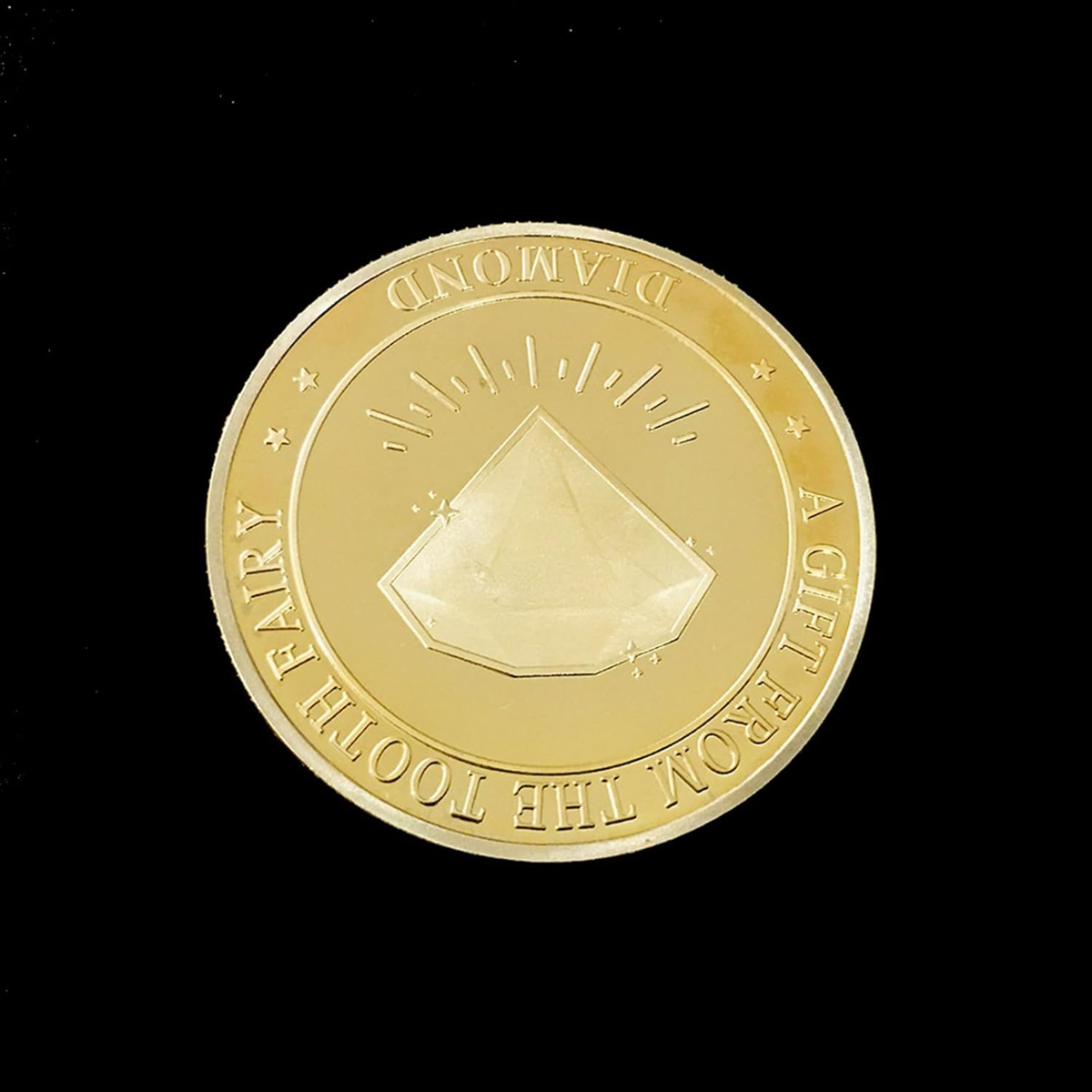 BRADOC Fée des dents pièce métallique dorée à glisser sous l’oreiller 4 cm DIAMANT